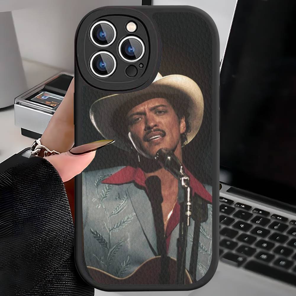 Famous Bruno Mars The Romantic Leather Phone Case For IPhone 15 14 13 Pro Max 12 11 16 Plus Phone Cover