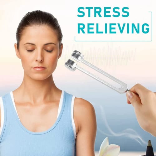 Dovhmoh (128Hz, 256Hz, 512Hz) Tuning Fork Set with Tuner Metronome and Reflex Hammer for Chakra Healing, Sound Therapy, and A-Repair