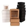 10pcs Kraft Paper Gift Box with Window Cookies Candy Packaging Box  Wedding Birthday Party Supplies
