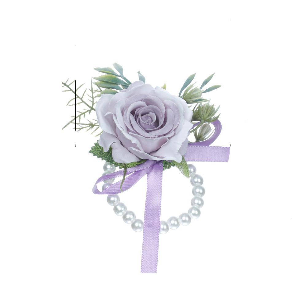 Pearl Bridegroom-bride Corsage Simulation Flower Rose Corsage Elegant Pearl Wrist Flower  Prom