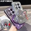 KEYSION Блестящий магнитный чехол с драгоценными камнями для Redmi Note 14 Pro+ 5G, подставка-зеркало для макияжа, противоударный чехол для Xiaomi POCO X7