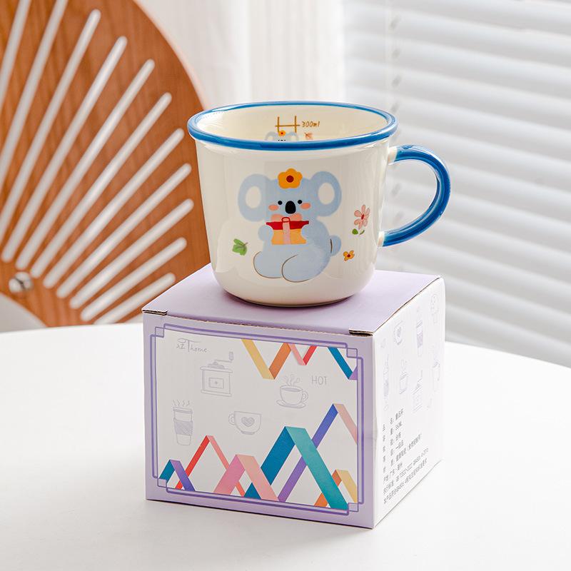 Comic Cartoon Animal Ceramic Large Capacity Breakfast Cup Household Mug Milk Cup Oatmeal Cup High Appearance