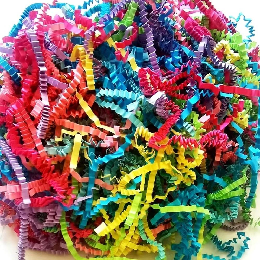 100g/Bag Wavy Shredde Colorful Raffia Shredded Paper Confetti Packaging Filler DIY Wedding Party Easter Basket Filler
