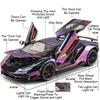1:Модель спортивного автомобиля Lamborghini LP770 Revuelto в масштабе 1:24, игрушка, регулируемое заднее крыло, звук, свет, амортизация, модели, рождественские подарки для детей