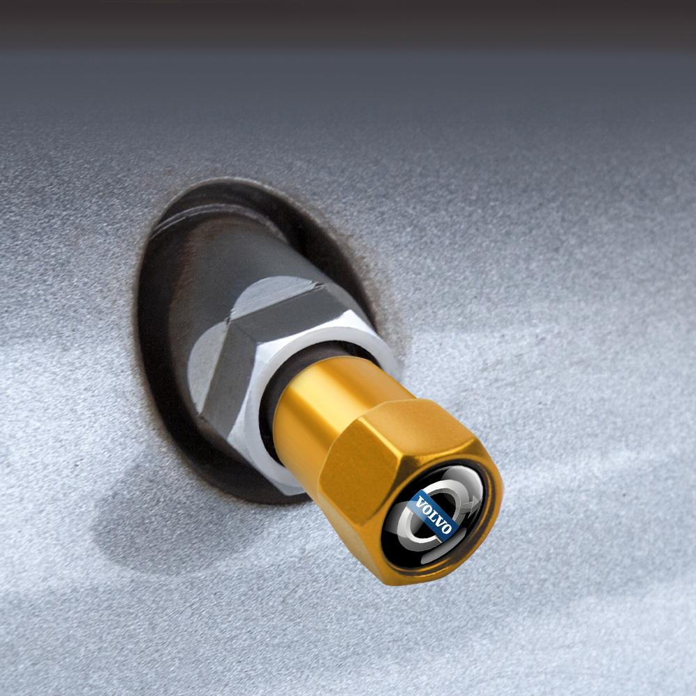 4Pcs/Set Car Wheel Tire Valve Caps Aluminum Stem Cover For Volvo R Design T6 AWD S40 S60 S90 XC40 XC60 XC90 V40 Auto Accessories