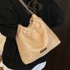 2025 Summer New Shoulder Bag Light Casual Woven Straw Women's Bag Foreign Style Simple Solid Color Underarm Bucket Bag