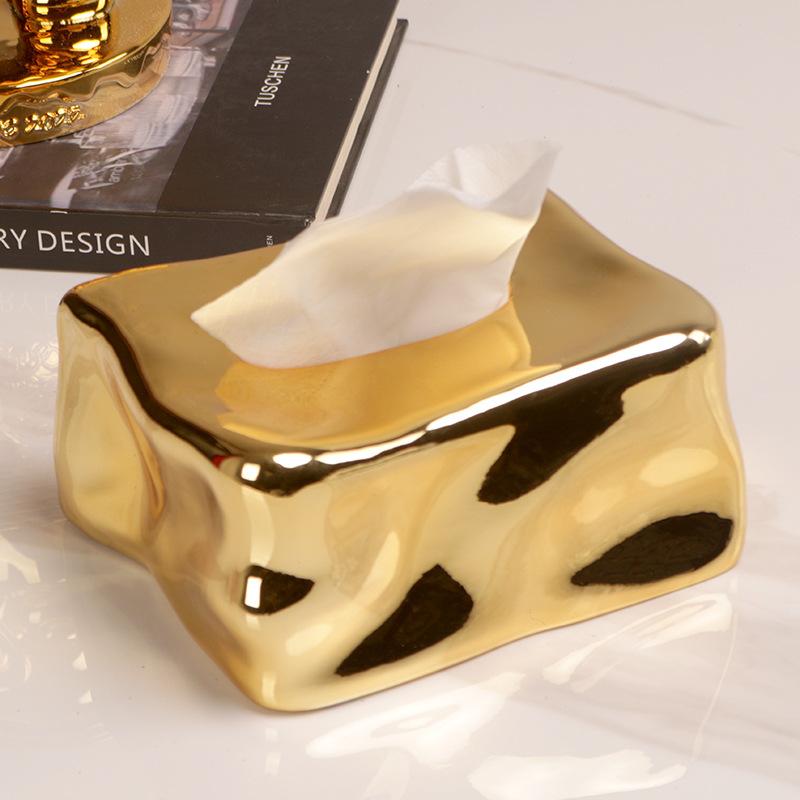 Modern Minimalist Light Luxury Multi-color Resin Ice Cube Mirror Tissue Box Makeup Mirror Desktop Decoration Geometric Soft Furnishings