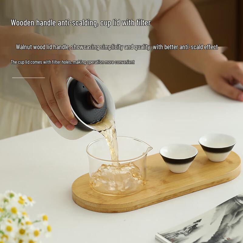 Haolaibao Ceramic Travel Tea Set (1 Pot, 3 Cups)