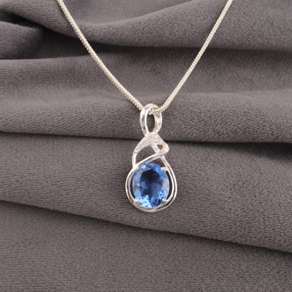 Tanzanite Gemstone 925 Sterling Silver Jewelry Zircon Pendant For Birthday Gift CZP-13-14