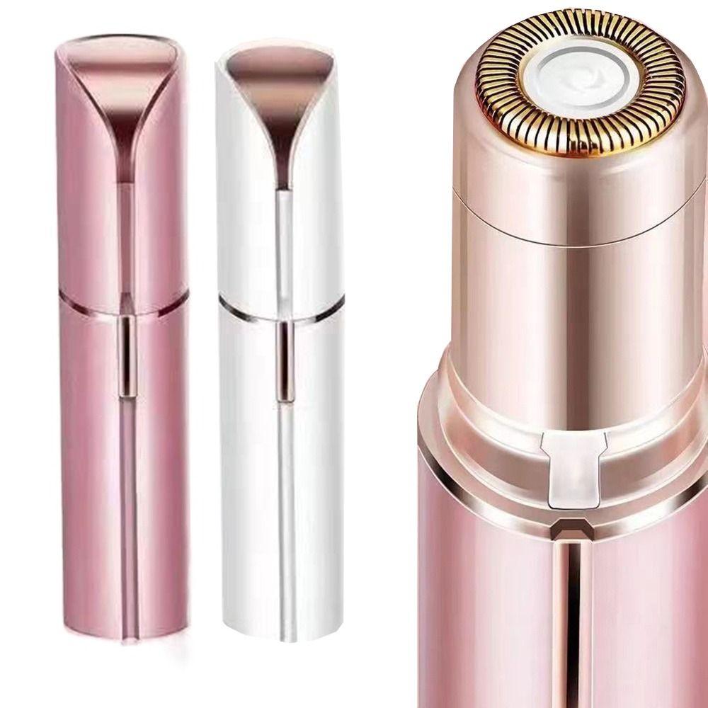 Battery Powered Mustache Razor Lipstick Shaped Peach Fuzz Shaver Tool Electric Hair Remover Armpit
