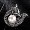 Animal Brooch Fox Cute Alloy Pearl Brooch Five Elements Rhinestone Corsage Accessories Anti Glare Buckle