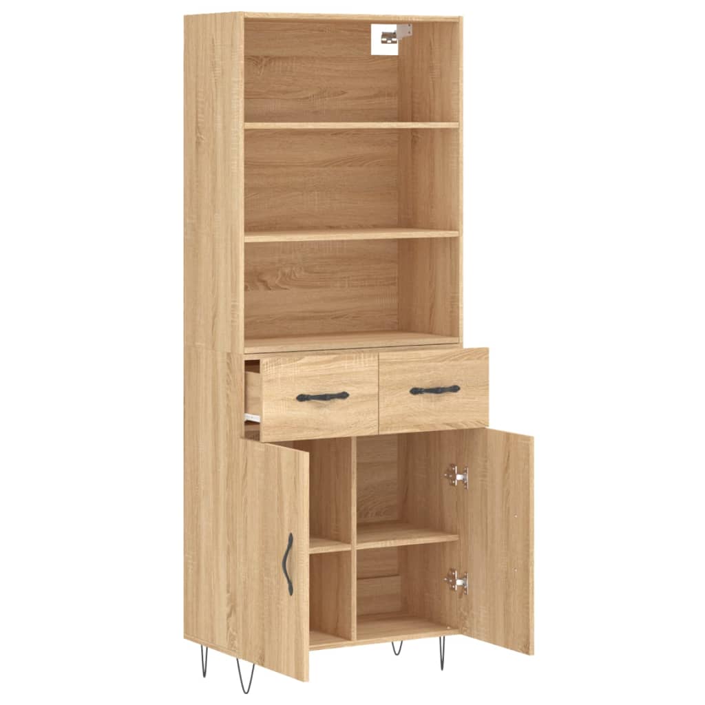 Highboard in Sonoma Oak Finish 69.5 x 34 x 180 cm Particleboard