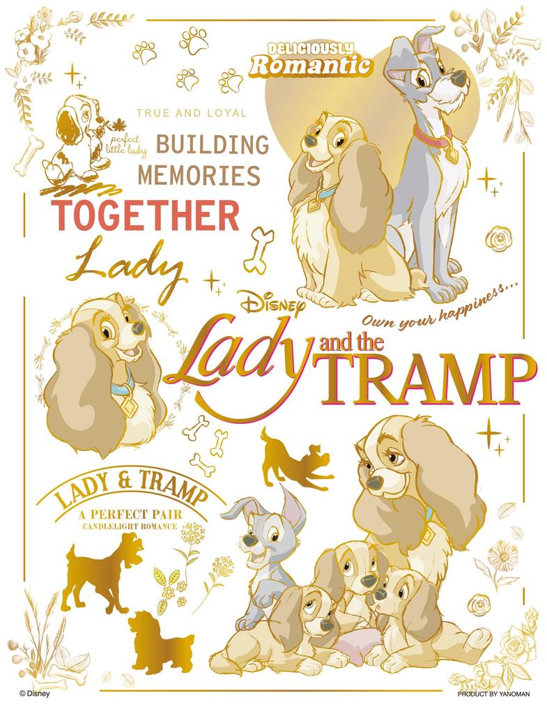 Yanoman [Made In Japan] 300-Piece Jigsaw Puzzle, Petit Petit Light Series, Disney Colorful Gold Lady and the Tramp, 42-111 (16.5 X 21.5 Cm), Includes