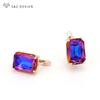 Fashion Colorful Rectangular Crystal Drop Earrings For Women Wedding Jewelry Rose Gold Color Eardrop