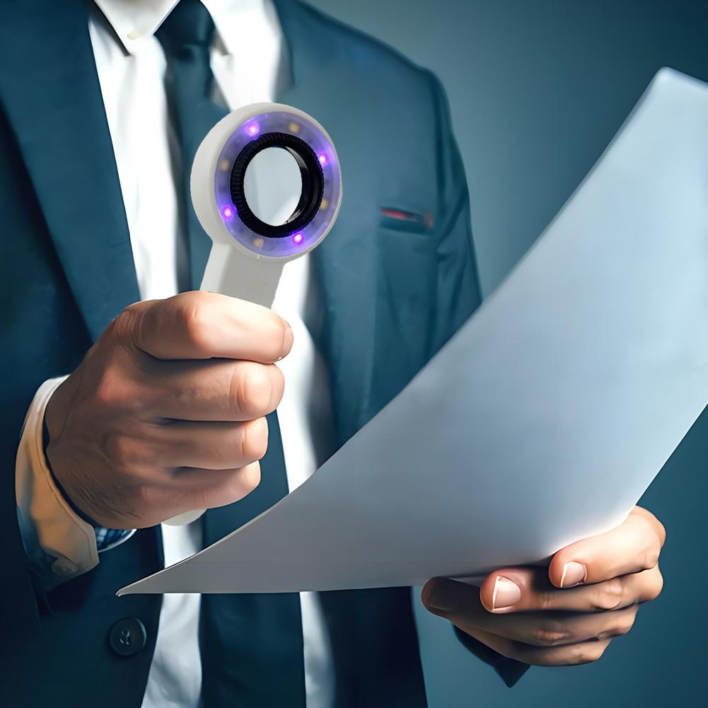 60X Handheld Magnifier with LED Light Illuminated Magnifying Glass Lightweight Luminous Magnifier for Reading Newspaper Jewelry