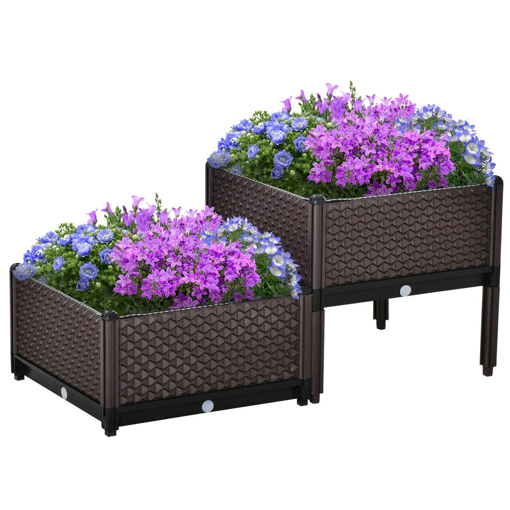 50cm x 50cm x 46.5cm Set of 2 41L Plastic Raised Garden Bed, Planter Box