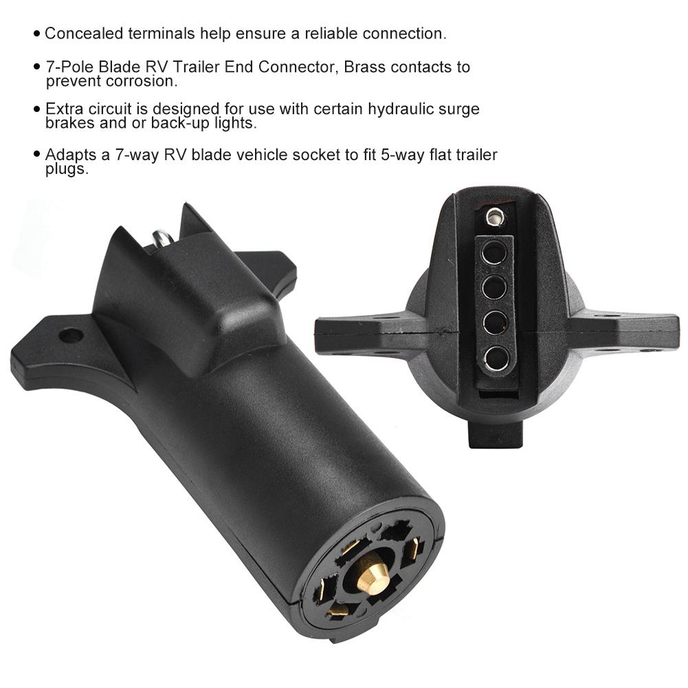 12V 7-контактный RV штекер с плоскими контактами на 5-контактный плоский адаптер для проводки прицепа, штекер-разъем для фонарей прицепа