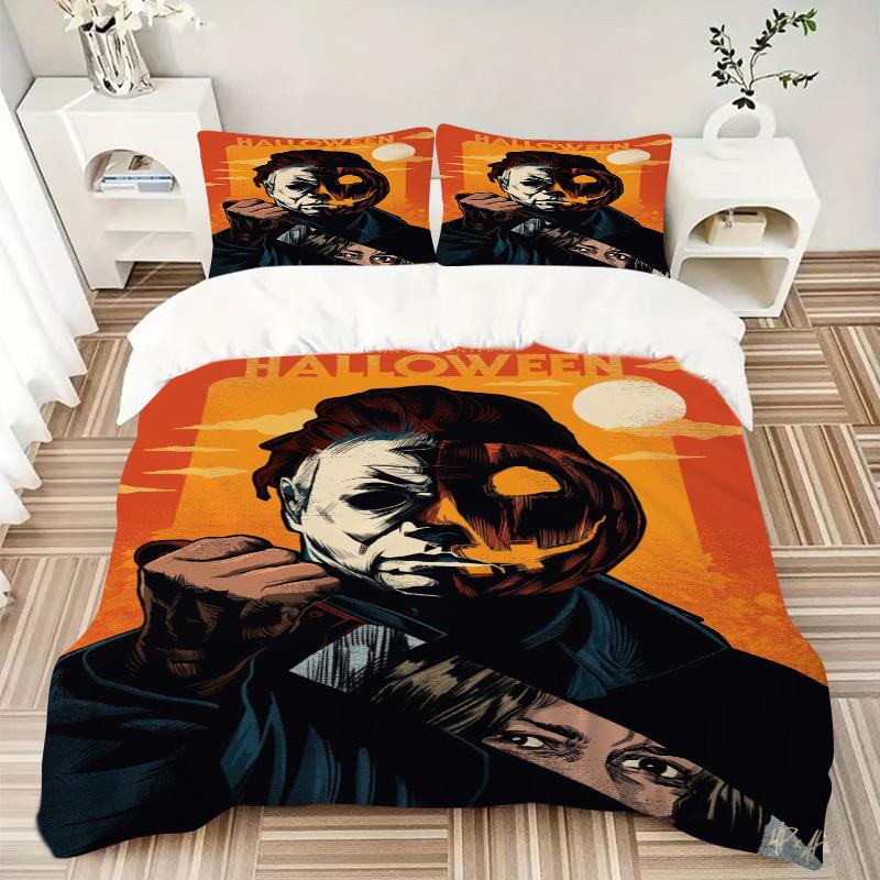 Halloween Horror Icon Print 3Pcs Bedding Setduvet Cover With 2 Bedropillowcase Home Birthday Gift