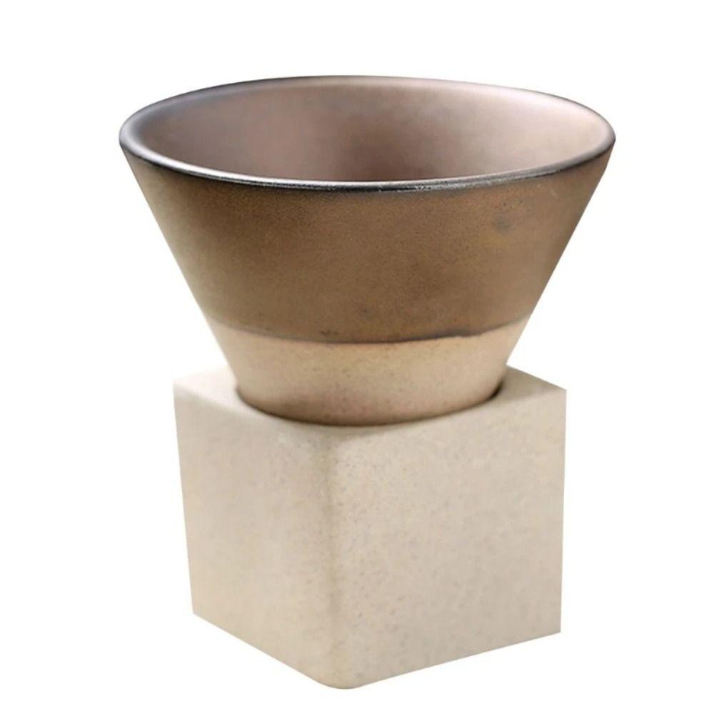 Creative Vintage Ceramic Coffee Mugs 100ml with Base Afternoon Tea Cup Triangular Cone Shape Coffee Cup Home