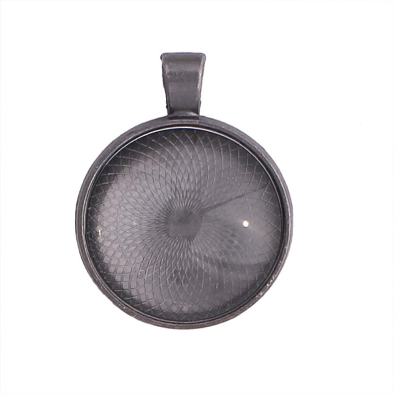 80Pcs Round Pendant Trays Glass Cabochon Base 8 Color Jewelry Making Crafts Gift