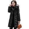 Женская зимняя пуховая хлопковая парка, куртка, пальто, длинный капюшон с воротником из искусственного меха, толстый теплый карман на молнии, сплошной цвет