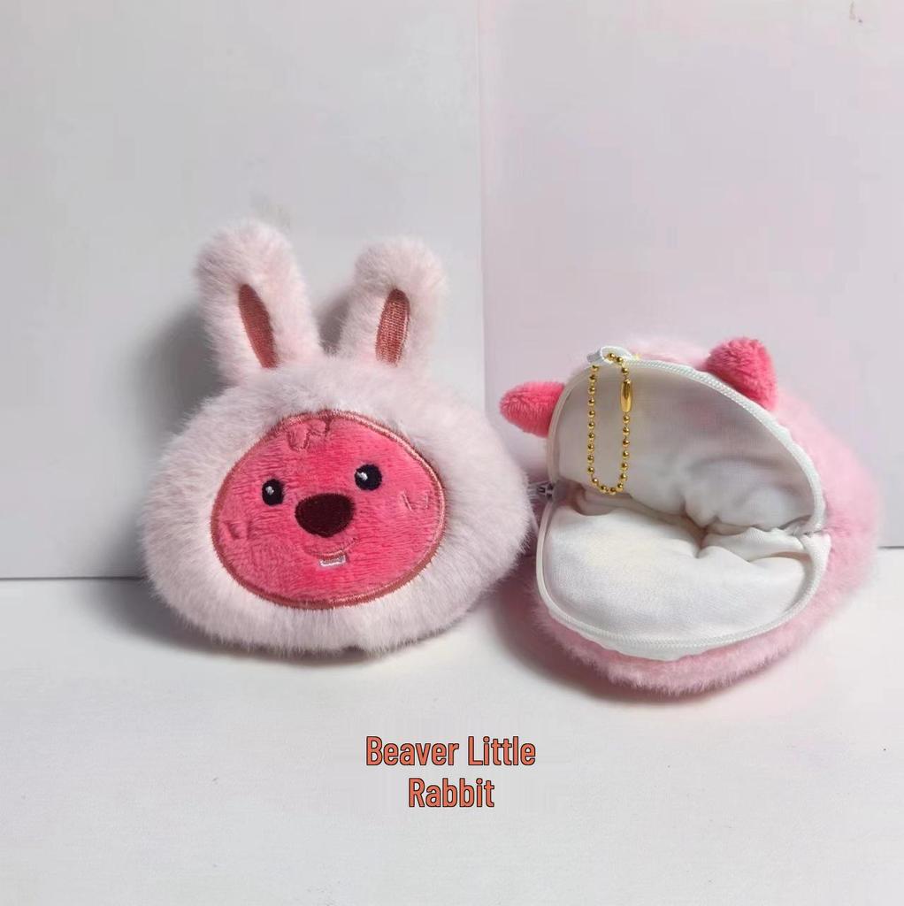 Capybara Plush Earphone Case & Coin Purse with Slap Bracelet - Backpack Pendant & Gift Idea