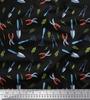 Black Poly Crepe Fabric Garden Tool Hardware Printed Craft Fabric by the Metre 42 Inch
