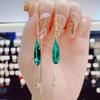Earrings Vintage Drop EarringsSouth Korea's Long Green Drop Crystal Earstring Fashion Temperament Simple Tassel Earrings Women's Jewelry ARI