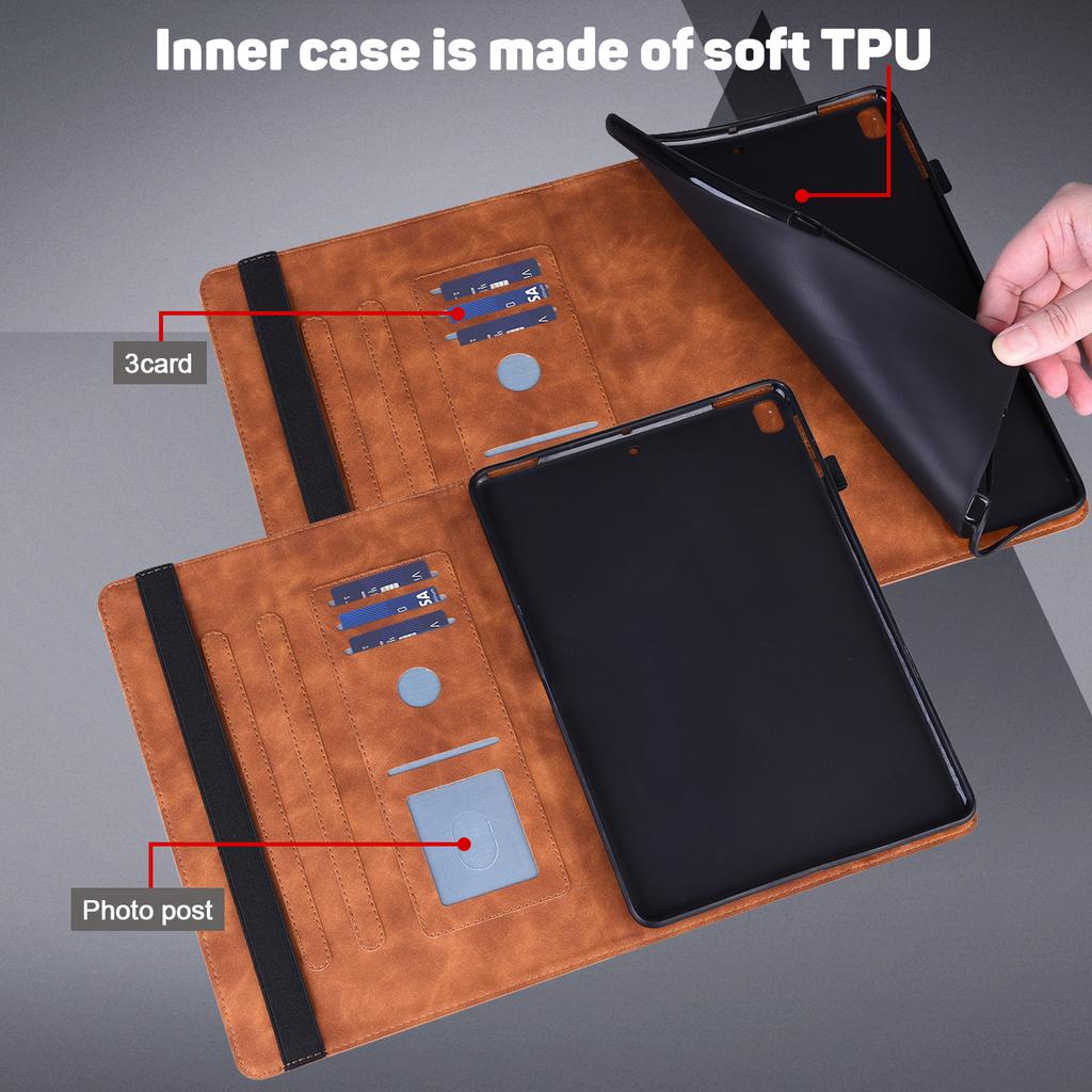 Подходит для ipad 10.9 2026 плоский кожаный чехол mini6 ретро чехол с тиснением в виде цветка павлина с держателем для карт