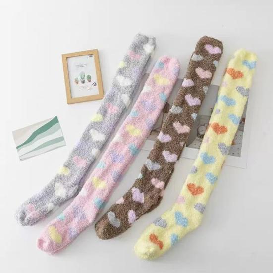 Women Long Floor Socks Soft Fluffy Over Knee Socks Colorful Warm Thick Thigh High