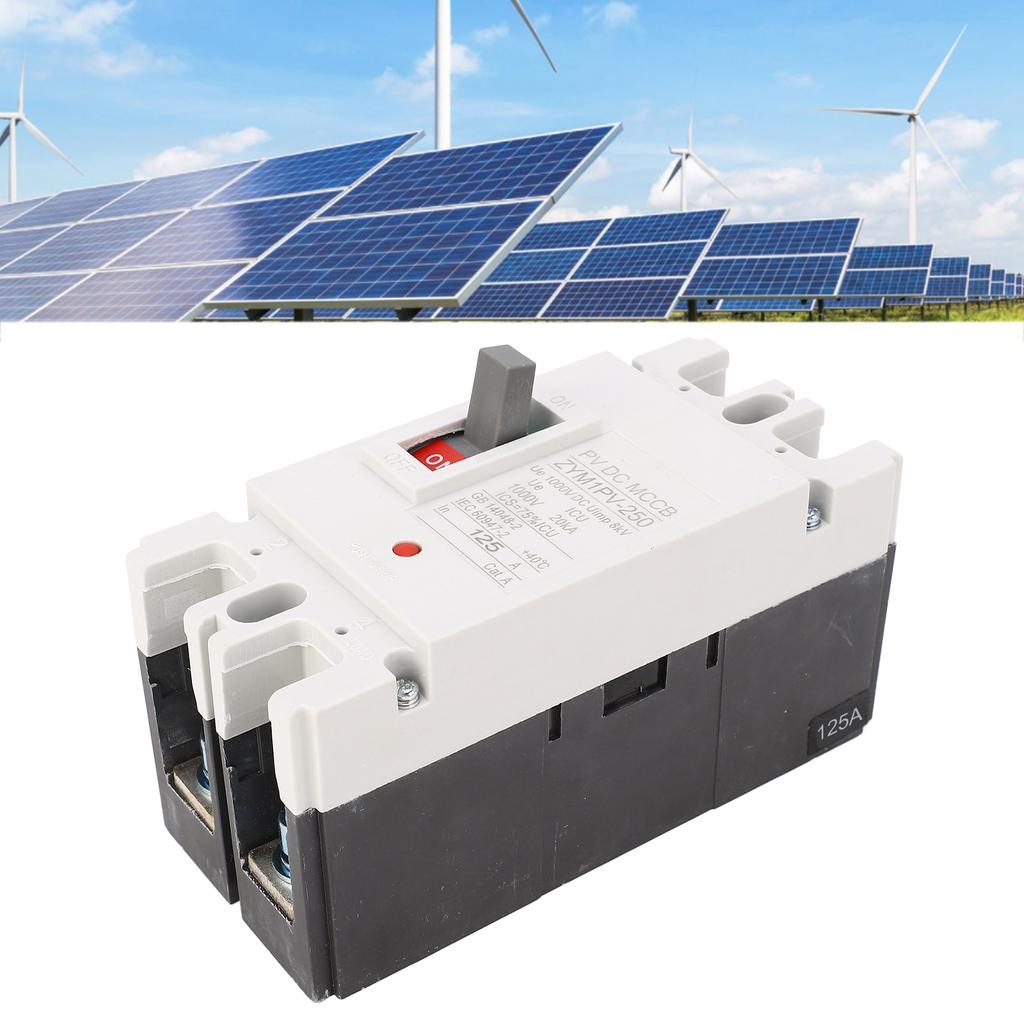 DC1000V 125A автоматический выключатель в литом корпусе с выключателем 2P MCCB выключатель солнечной батареи