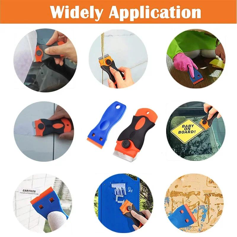Car Glass Scraper with Blades Window Sticker Remover Auto Squeegee Tool for Ceramic Hob Razor Blade Cleaner