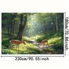1 piece, 2D flat design, Magic Forest Deer backdrop, realistic deer pattern, for photography and fairytale-themed decoration. (w