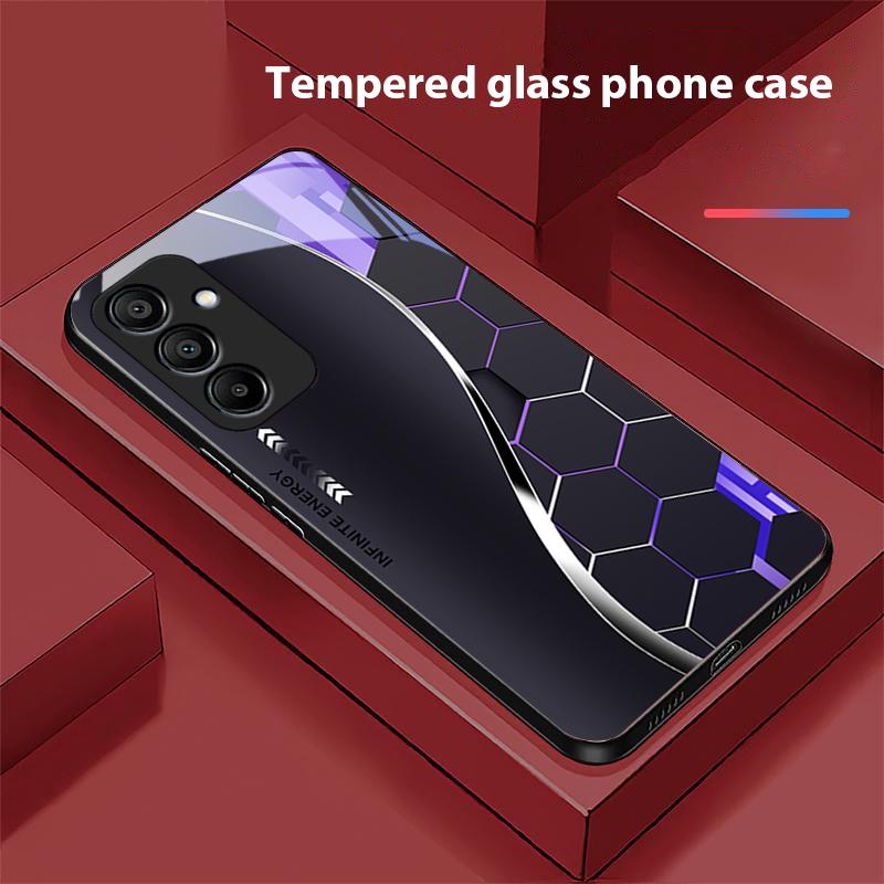 Научно-фантастический серебристо-белый чехол для телефона из закаленного стекла для Samsung Galaxy A15 5G 54 4G 51 50 24 35 90 71 12 51 53 52S 80 22 34 Черный