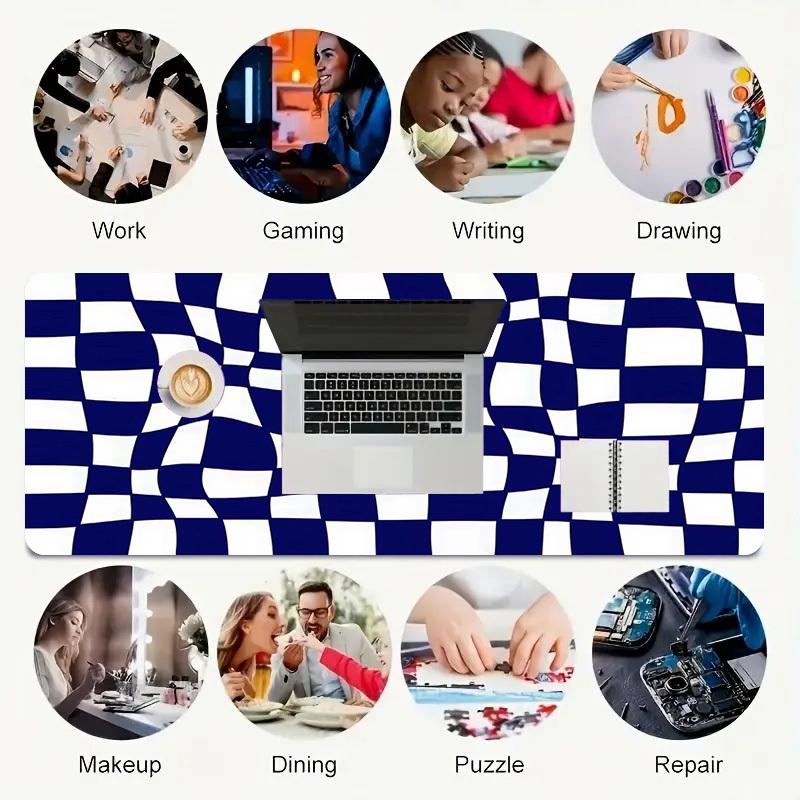 1PC Checkerboard Pattern Oversized Mouse Pad - Non-Slip Rubber Base Perfect for Office School Esports Home Decor Desk Mat 215A