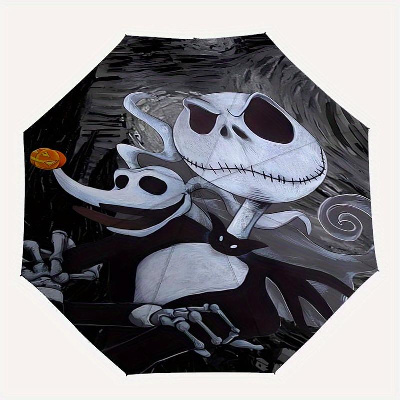 Jack Skellington,Nightmare Before Christmas Automatic Opening and Closing Umbrella - 8-rib Folding Design, Lightweight and Portable, Suitabl