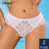 2 шт./лот Сексуальные трусы средней посадки в стиле пэчворк, трусики с кружевным узором и вырезами, однотонные дышащие трусы в обтяжку