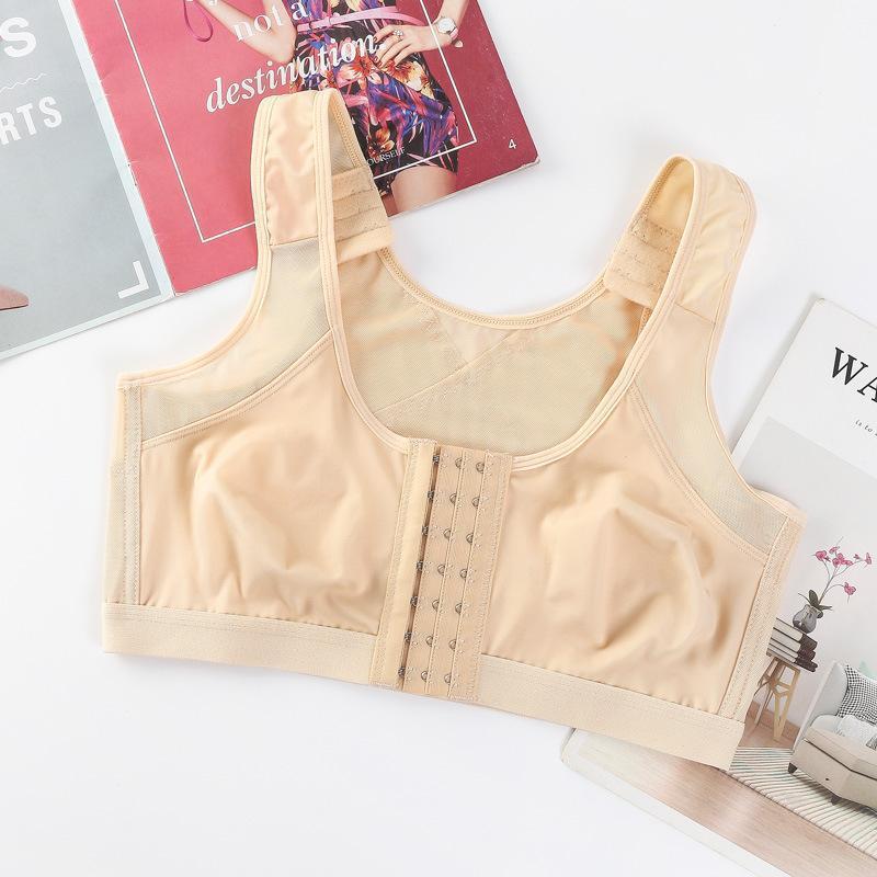 Women's Posture Correcting Bra: Front Buckle, Wireless, Breathable, Reduces Chest Appearance, for Summer.