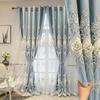 Curtain European Style Double-layer Thickened Curtain Shading Yarn Living Room Bedroom Home Embroidered Double-opening Sunshade Curtain Rod