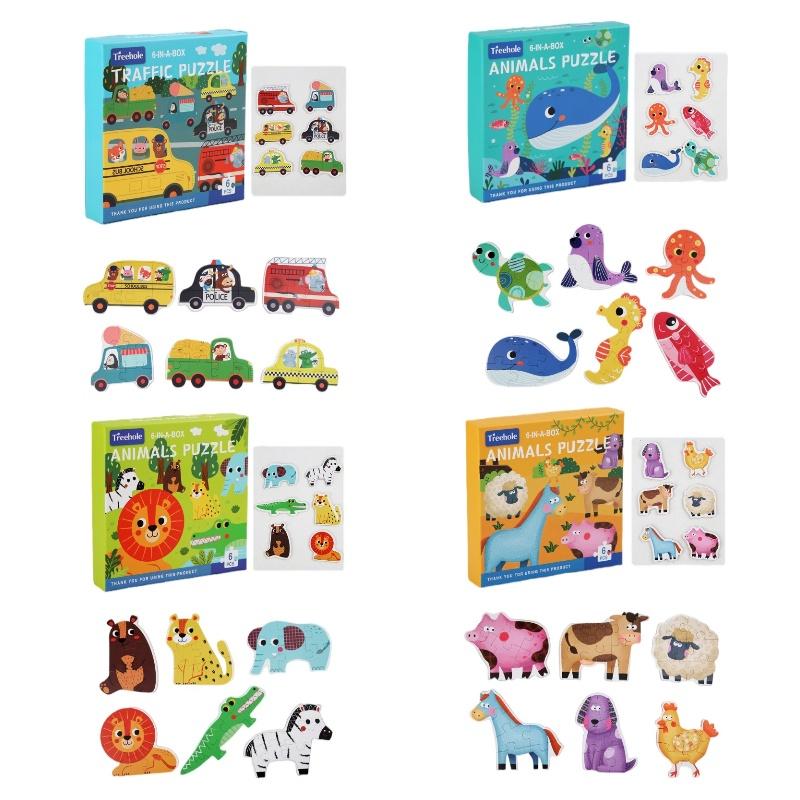 Набор деревянных пазлов Темы Ферма Лес Океан Транспорт