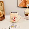 National Trend Blessing Ceramic Cup with Lid Household Mug Cartoon Cute Mirror Cup Wedding Sister Hand Gift Water Cup