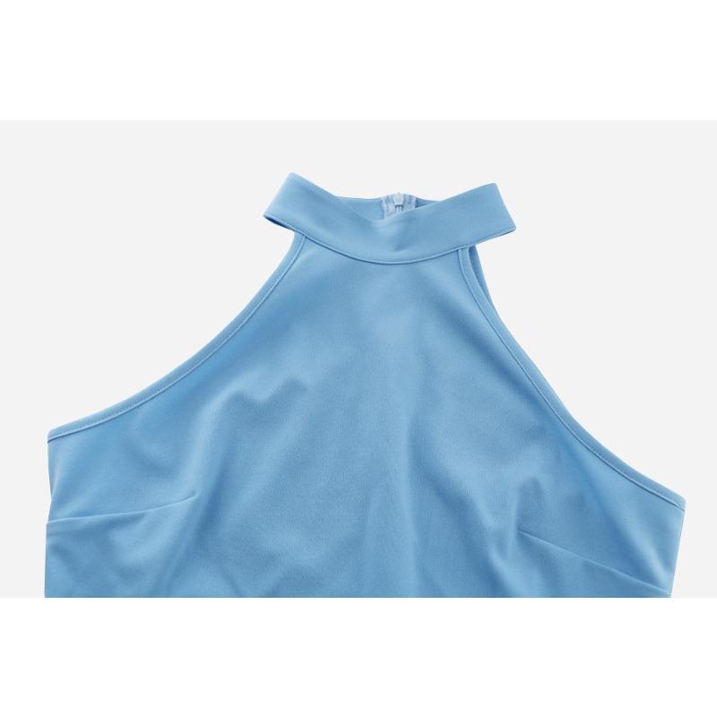 Женское сексуальное платье с тонким стоячим воротником без рукавов и рюшами в виде рыбьего хвоста, платья