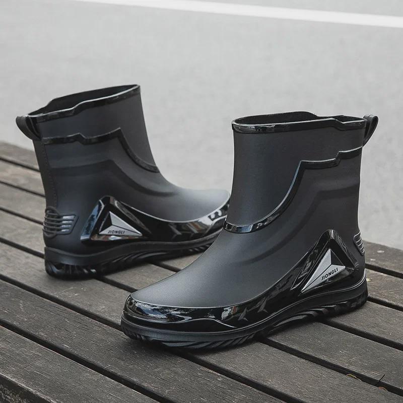 Мужские водонепроницаемые резиновые сапоги в мотоциклетном стиле — стильная, удобная, нескользящая обувь для отдыха на природе