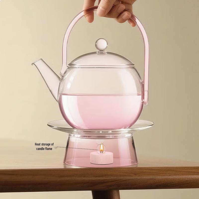 Кипящий чайник из розового хрустального стекла