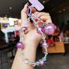 Purple peach pendant crystal bracelet