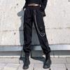 Cargo Pants For Men Skinny Chain Pants Women Joggers Black High Waist Loose Female Trousers Korean Style Ribbon Ladies Active Pants