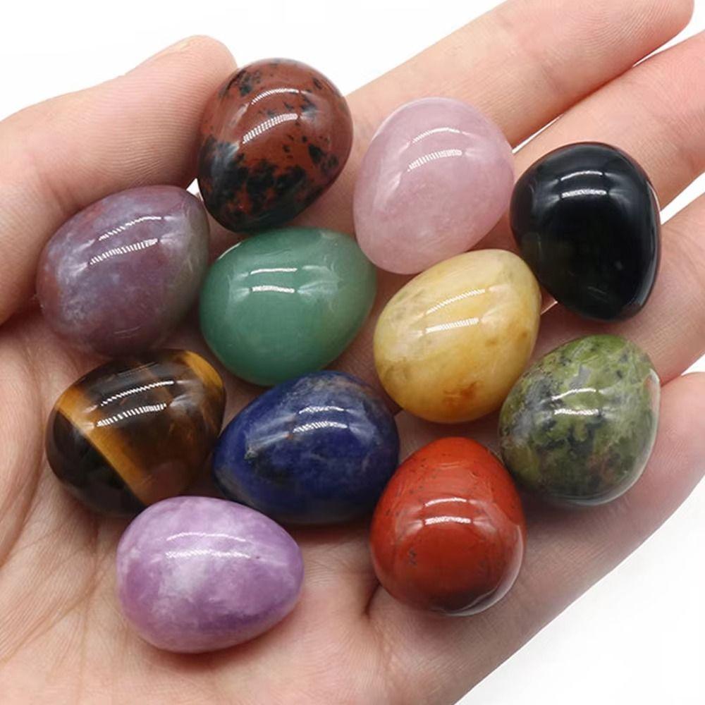 10 шт. Камень для цветочного горшка Натуральный полированный камень Яйцо Мини Случайный узор Пасхальное украшение Яйцо Сделай сам 22x30 мм Яйцо Рукоделие Сад