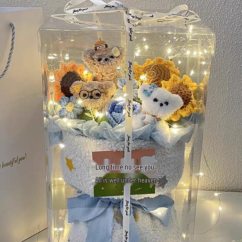 Chenille Stem Birthday Bouquet with Dog Doll - Handmade, Cute Gift for Bestie