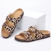Fashion Kidmi Women's Slide Sandals New Casual Cork Footbed Platform Sandals Open Toe Leopard Slides With Adjustable Buckle Flat Sandals