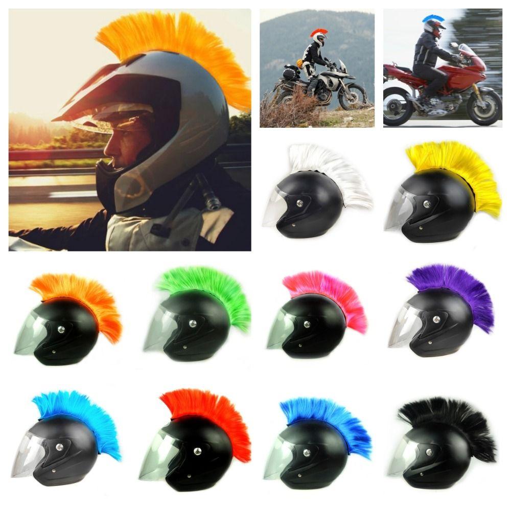 Punk Mohawk Helmet Wig Sticker Paste Helmet Decoration Hair DIY Cockscomb Helmet Wig Motocross